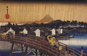 Hiroshige, Un puente bajo la lluvia