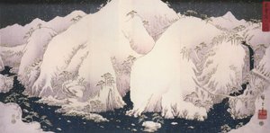 Hiroshige, Un río entre montañas nevadas