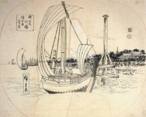 Hiroshige, Veleros en la costa de Utagawa Hiroshige