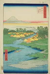 Horie y Nekozane (Horie Nekozane), nº 96 de la serie "Cien vistas famosas de Edo (Meisho Edo hyakkei)". de Utagawa Hiroshige