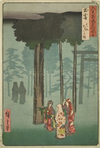 Provincia de Izumo: Festival Hotohoto en el Santuario de Izumo (Izumo, Taisha Hotohoto no zu), de la serie "Lugares Famosos en las Sesenta y tantas Provincias (Rokujuyoshu meisho zue)"