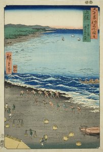 Provincia de Kazusa: Bahía de Yasashi, también conocida como Kujukuri (Kazusa, Yasashika ura, torina Kujukuri), de la serie "Lugares famosos en las sesenta y tantas provincias (Rokujuyoshu meisho zue)" de Utagawa Hiroshige