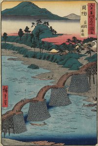 Puente Kintai en Iwakuni, provincia de Suo, diciembre de 1853