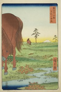 Llanura de Kogane en la Provincia de Shimosa, de la serie "Treinta y Seis Vistas del Monte Fuji" de Utagawa Hiroshige