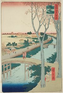Terraplén de Koume (Koumezutsumi), nº 104 de la serie "Cien vistas famosas de Edo (Meisho Edo hyakkei)". de Utagawa Hiroshige