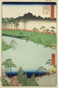 Santuario Kumano Junisha en Tsunohazu, conocido popularmente como Juniso, de la serie "Cien Vistas Famosas de Edo"