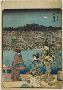 Kioto: Frescor de la tarde en Shijo, de la serie "Cincuenta y tres estaciones [del Tokaido]" de Utagawa Hiroshige