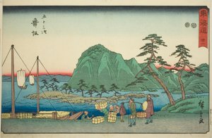 Maisaka—No. 31, de la serie "Cincuenta y tres estaciones del Tokaido (Tokaido gojusan tsugi)," también conocida como el Reisho Tokaido de Utagawa Hiroshige