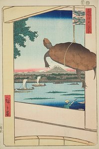 Puente Mannen, Fukagawa (Fukagawa Mannenbashi), nº 56 de la serie "Cien vistas famosas de Edo (Meisho Edo hyakkei)".
