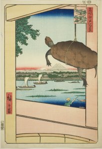 Puente Mannen, Fukagawa (Fukagawa Mannenbashi), de la serie "Cien Vistas Famosas de Edo (Meisho Edo hyakkei)"