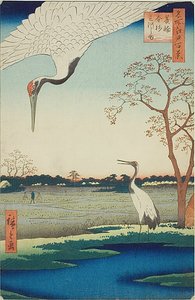Minowa, Kanasugi, Mikawashima, nº 102 de la serie "Cien vistas famosas de Edo (Meisho Edo hyakkei)". de Utagawa Hiroshige