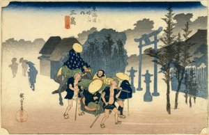 Estación Mishima 11 de Utagawa Hiroshige