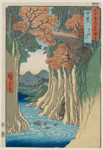 Puente de los monos en la provincia de Kai (Saru hashi Kai): vistas famosas de unas 60 provincias, n.º 13 de Utagawa Hiroshige