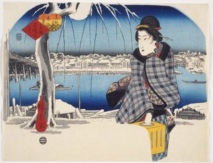 Luna después de la Nieve en Rygoku de la serie Tres Vistas de Nieve en Lugares Famosos de la Capital Oriental, c.1840
