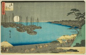 Luna en Takanawa (Takanawa no tsuki), de la serie "Tres vistas de lugares famosos en Edo (Edo meisho mittsu no nagame)" de Utagawa Hiroshige