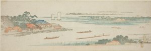 Boca del río Naka (Nakagawa guchi no zu), de una serie sin título de vistas famosas de los suburbios de Edo