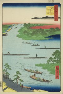 Boca del Río Nakawaga (Nakagawaguchi), de la serie "Cien Vistas Famosas de Edo (Meisho Edo hyakkei)"