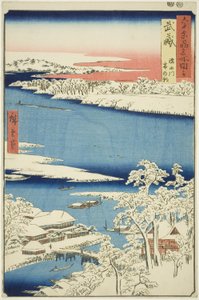Provincia de Musashi: Mañana después de la nieve en el río Sumida (Musashi, Sumidagawa yuki no ashita), de la serie "Lugares famosos en las sesenta y tantas provincias (Rokujuyoshu meisho zue)"