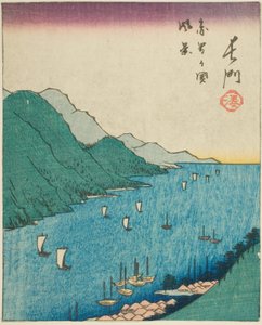 Nagato, sección de la hoja no. 15 de la serie "Imágenes Recortadas de las Provincias (Kunizukushi harimaze zue)" de Utagawa Hiroshige