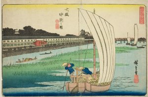 Nakasu en Ohashi (Ohashi Nakasu no zu), de la serie "Vistas Excepcionales de Edo (Koto shokei)" de Utagawa Hiroshige