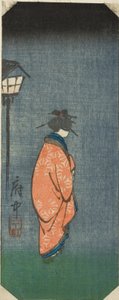 Nichomachi en Fuchu, sección de la hoja no. 6 de la serie "Imágenes de las cincuenta y tres estaciones del Tokaido (Tokaido gojusan tsugi zue)"