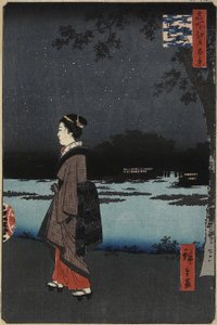 Vista nocturna del canal de Sanya, colina Matsuchi, agosto de 1857