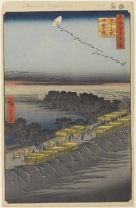 Terraplén Nihon, Yoshiwara, No.100 de Cien Vistas Famosas de Edo, 1857 de Utagawa Hiroshige