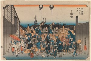 Nihonbashi, de la serie: Tokaido go ju san tsugi no uchi, 1833-34 o posterior de Utagawa Hiroshige