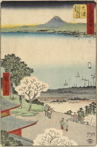 Vista de la ciudad de Otsu desde el templo Mii, Otsu, julio de 1855