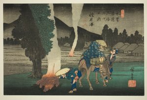 No. 19: Karuizawa, de la serie "Sesenta y nueve estaciones del Kisokaido (Kisokaido rokujukyu tsugi no uchi)" de Utagawa Hiroshige