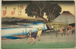 No. 24: Shionata, de la serie "Sesenta y Nueve Estaciones del Kisokaido (Kisokaido rokujukyu tsugi no uchi)"