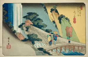 No. 39: Agematsu, de la serie "Sesenta y nueve estaciones del Kisokaido (Kisokaido rokujukyu tsugi no uchi)" de Utagawa Hiroshige