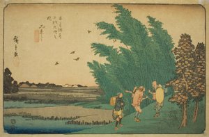 No. 56: Mieji, de la serie "Sesenta y nueve estaciones del Kisokaido (Kisokaido rokujukyu tsugi no uchi)" de Utagawa Hiroshige
