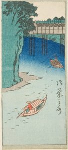 Ochanomizu, sección de una hoja de la serie "Imágenes recortadas de lugares famosos en Edo (Edo meisho harimaze zue)" de Utagawa Hiroshige