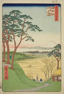Casa de té del anciano, Meguro (Meguro Jijigachaya), nº 84 de la serie "Cien vistas famosas de Edo (Meisho Edo hyakkei)"