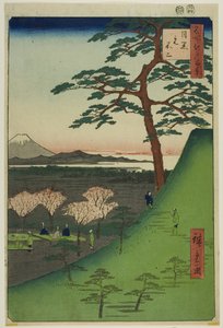 Fuji original, Meguro (Meguro Moto-Fuji), de la serie "Cien vistas famosas de Edo (Meisho Edo hyakkei)" de Utagawa Hiroshige