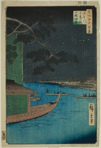 Pino del éxito y Oumayagashi en el río Asakusa, de la serie "Cien vistas famosas de Edo" de Utagawa Hiroshige