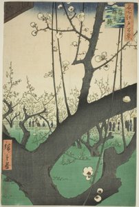 Jardín de Ciruelos en Kameido, de la serie "Cien Vistas Famosas de Edo" de Utagawa Hiroshige