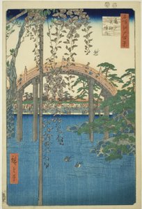 Recintos del Santuario Kameido Tenjin, de la serie "Cien vistas famosas de Edo" de Utagawa Hiroshige
