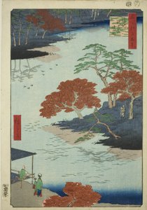 Recintos del Santuario Akiba, Ukeji (Ukeji Akiba no keidai), de la serie "Cien vistas famosas de Edo (Meisho Edo hyakkei)" de Utagawa Hiroshige