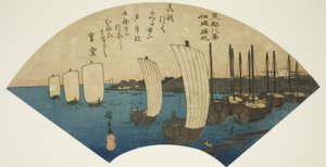 Velas de regreso en Tsukudajima (Tsukudajima kihan), de la serie "Ocho vistas de la capital oriental (Toto hakkei)"