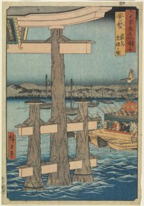 Escena en el Santuario Itsukushima, Provincia de Aki, 1853