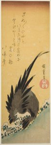 Gallo en una colina en invierno de Utagawa Hiroshige