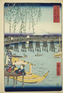 Puente Ryogoku en la capital oriental (Toto Ryogoku), de la serie "Treinta y seis vistas del monte Fuji (Fuji sanjurokkei)" de Utagawa Hiroshige
