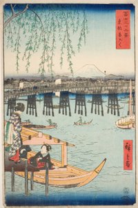 Puente Ryogoku en la Capital del Este (Toto Ryogoku), de la serie "Treinta y seis vistas del Monte Fuji (Fuji sanjurokkei)" de Utagawa Hiroshige