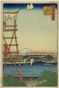 Ryogoku Ekoin y puente Moto-Yanagi (Ryogoku Ekoin Moto-Yanagibashi), de la serie "Cien vistas famosas de Edo (Meisho Edo hyakkei)"