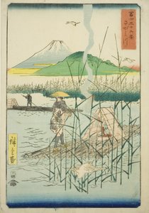 Río Sagami (Sagamigawa), de la serie "Treinta y seis vistas del monte Fuji (Fuji sanjurokkei)" de Utagawa Hiroshige