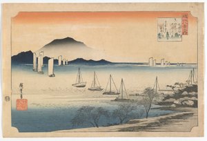 Veleros regresando a Yabase, período Edo, principios de la década de 1830