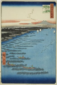 Costa de Samezu en el sur de Shinagawa (Minami-Shinagawa Samezu kaigan), de la serie "Cien vistas famosas de Edo (Meisho Edo hyakkei)" de Utagawa Hiroshige