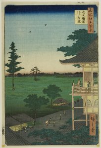 Sala Sazai del Templo de los Quinientos Rakan (Gohyaku Rakan Sazaido), de la serie "Cien vistas famosas de Edo (Meisho Edo hyakkei)" de Utagawa Hiroshige